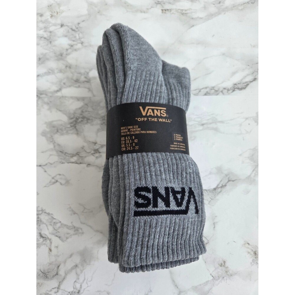Vans socks 3 Pack Gray Crew Socks Men’s Size 6.5–9 NEW